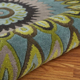 5' Round Green Peacock Feather Area Rug - Homeroots - Flyclothing LLC
