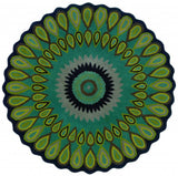8’ Round Green Peacock Feather Area Rug - Homeroots - Flyclothing LLC