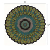 8’ Round Green Peacock Feather Area Rug - Homeroots - Flyclothing LLC