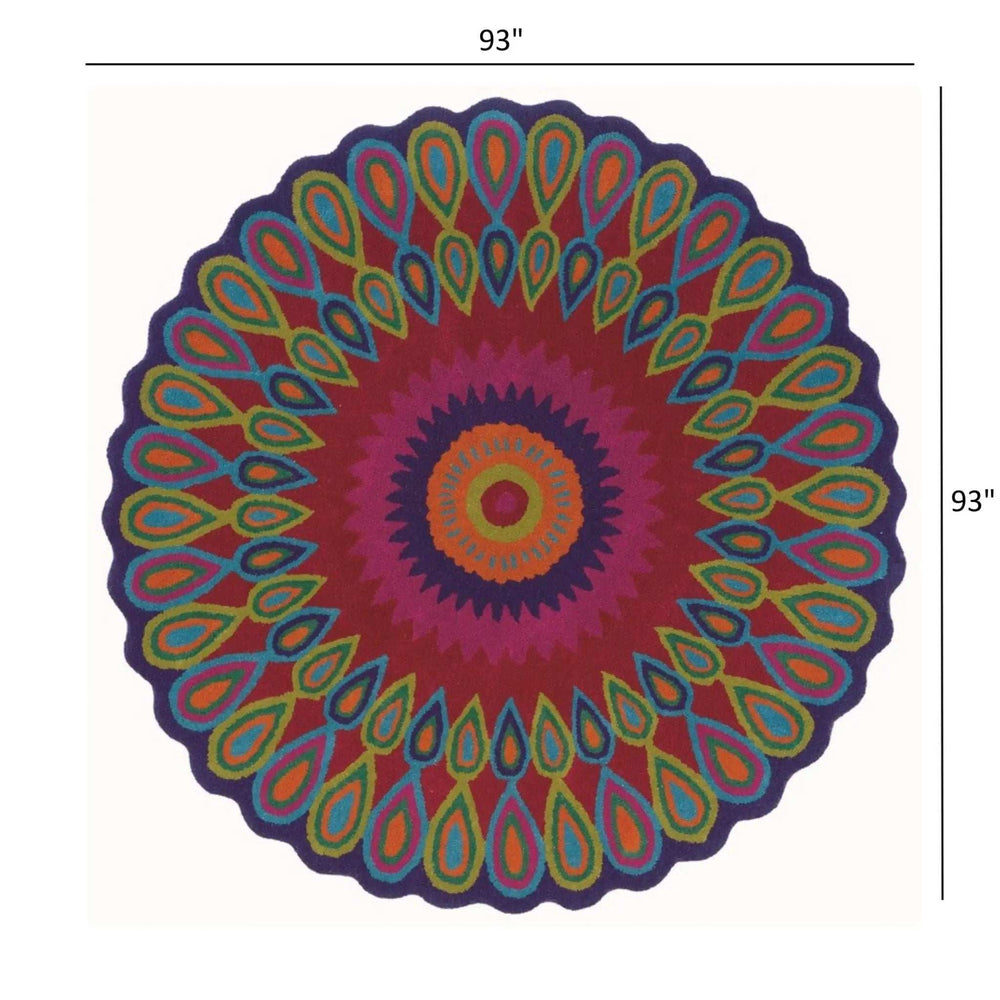 8' Pink Round Wool Hand Tufted Area Rug - Homeroots - Flyclothing LLC