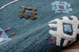7' Blue Round Wool Hand Hooked Handmade Area Rug - Homeroots - Flyclothing LLC