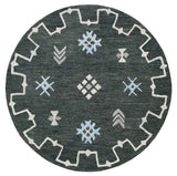 5' Charcoal Round Wool Hand Hooked Handmade Area Rug - Homeroots - Flyclothing LLC