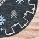 5' Charcoal Round Wool Hand Hooked Handmade Area Rug - Homeroots - Flyclothing LLC