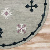 7' Gray Round Wool Hand Hooked Handmade Area Rug - Homeroots - Flyclothing LLC