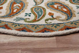 7' Round Orange and White Paisley Area Rug - Homeroots - Flyclothing LLC