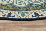 5' Round Blue and Green Ornate Medallion Area Rug - Homeroots - Flyclothing LLC