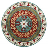 5' Round Red and Sage Medallion Area Rug - Homeroots - Flyclothing LLC