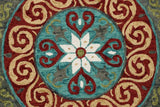 5' Round Red and Sage Medallion Area Rug - Homeroots - Flyclothing LLC