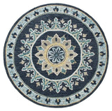 5' Round Blue Floral Medallion Area Rug - Homeroots - Flyclothing LLC