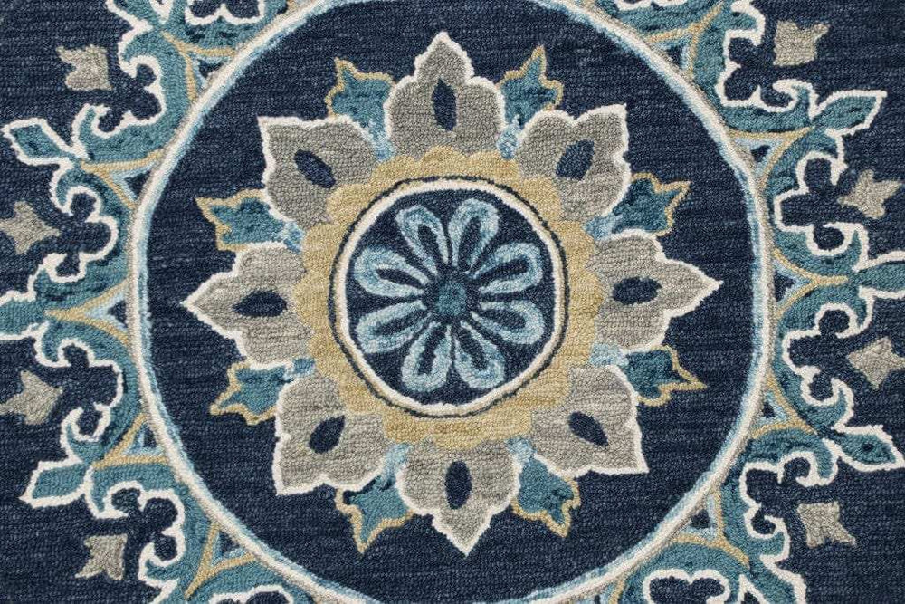 5' Round Blue Floral Medallion Area Rug - Homeroots - Flyclothing LLC