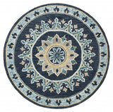7' Round Blue Floral Medallion Area Rug - Homeroots - Flyclothing LLC