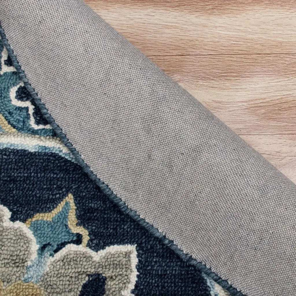 7' Round Blue Floral Medallion Area Rug - Homeroots - Flyclothing LLC