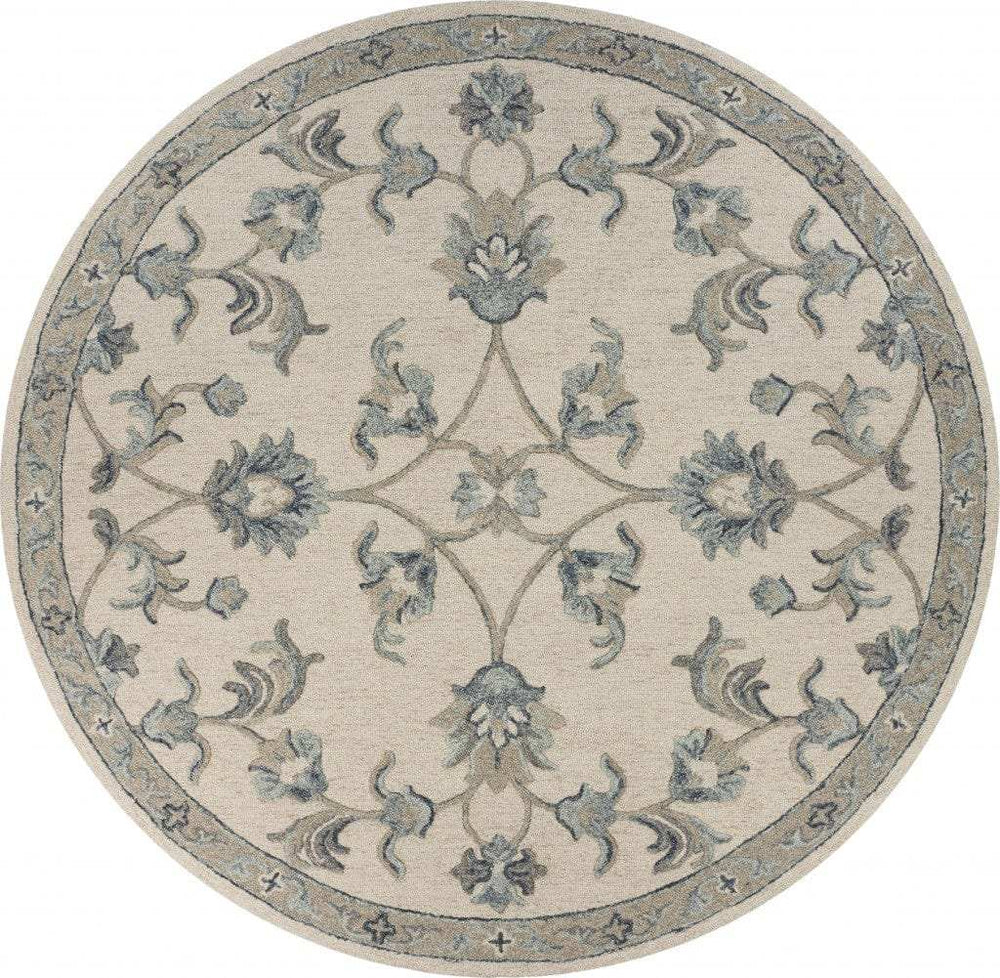 5' Light Blue Round Wool Hand Tufted Area Rug - Homeroots - Flyclothing LLC