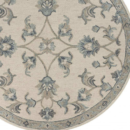 5' Light Blue Round Wool Hand Tufted Area Rug - Homeroots - Flyclothing LLC