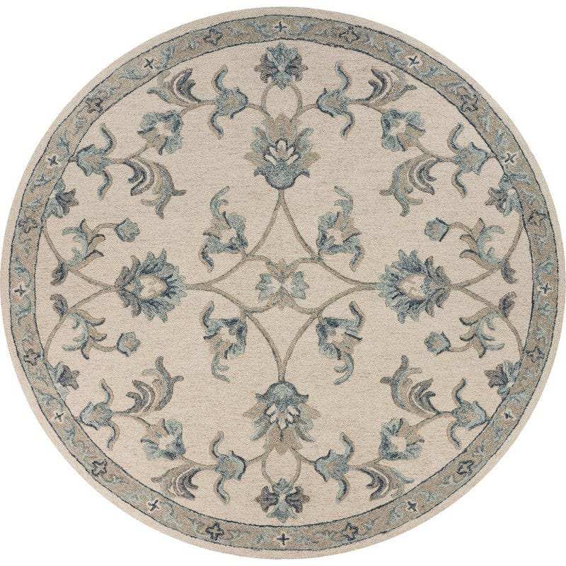 7' Light Blue Round Wool Hand Tufted Area Rug - Homeroots - Flyclothing LLC