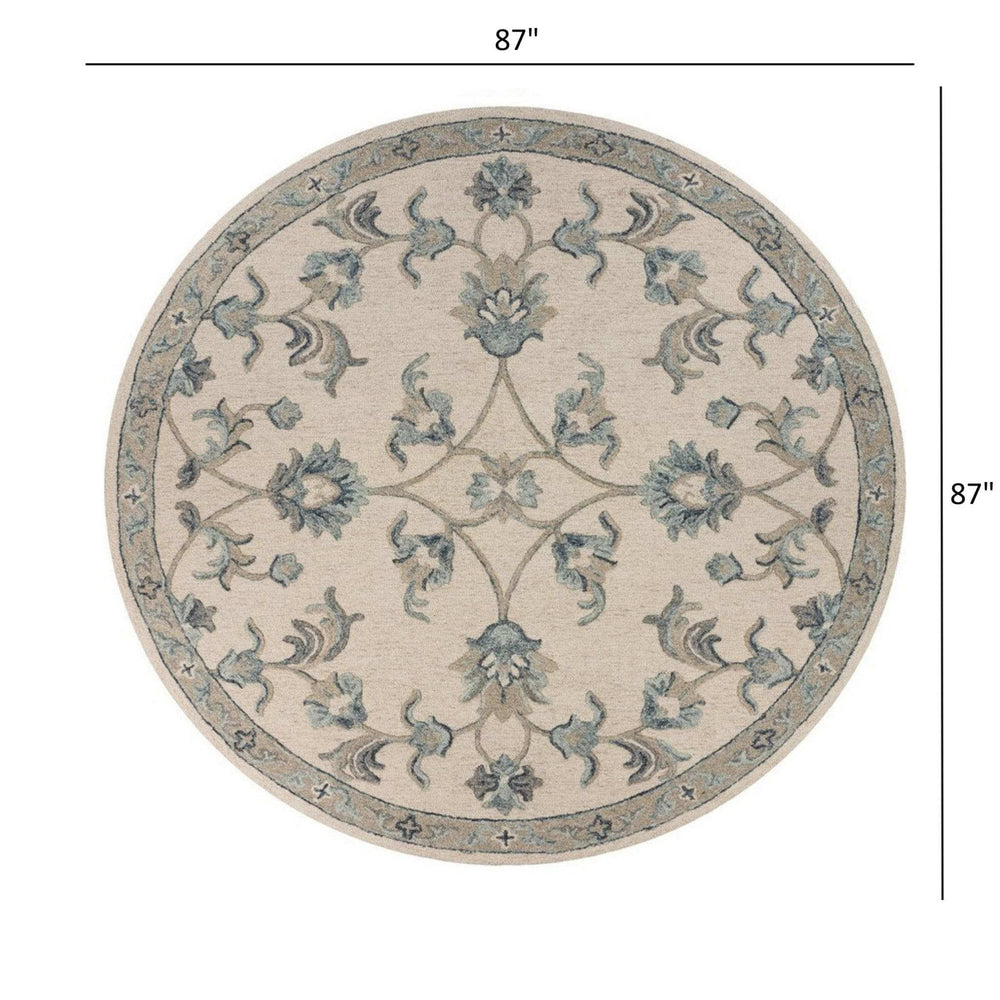 7' Light Blue Round Wool Hand Tufted Area Rug - Homeroots - Flyclothing LLC