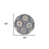 5' Blue And Gray Round Wool Hand Tufted Area Rug - Homeroots - Flyclothing LLC