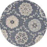 7' Blue And Gray Round Wool Hand Tufted Area Rug - Homeroots - Flyclothing LLC
