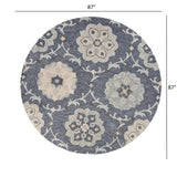 7' Blue And Gray Round Wool Hand Tufted Area Rug - Homeroots - Flyclothing LLC