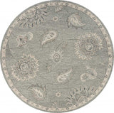 5' Gray Round Wool Hand Tufted Area Rug - Homeroots - Flyclothing LLC