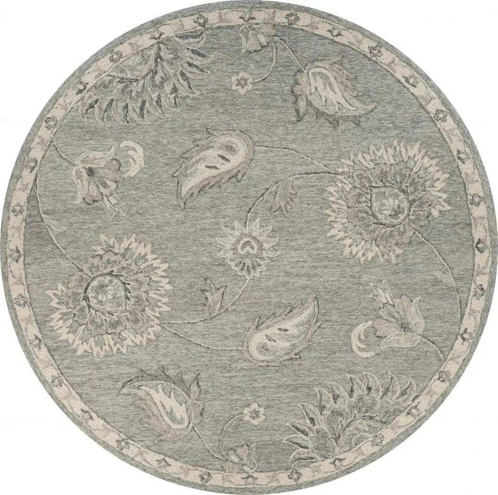 7' Gray Round Wool Hand Tufted Area Rug - Homeroots - Flyclothing LLC