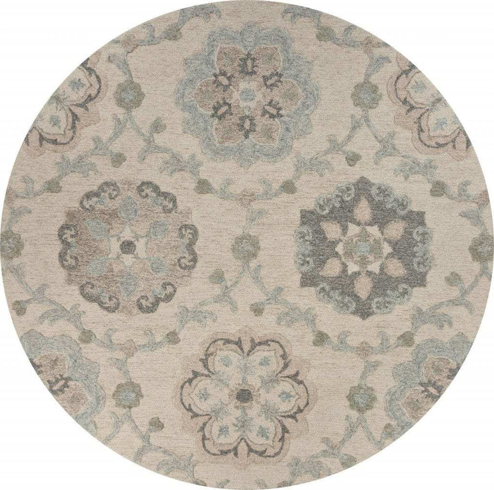 5' Blue And Ivory Round Wool Hand Tufted Area Rug - Homeroots - Flyclothing LLC