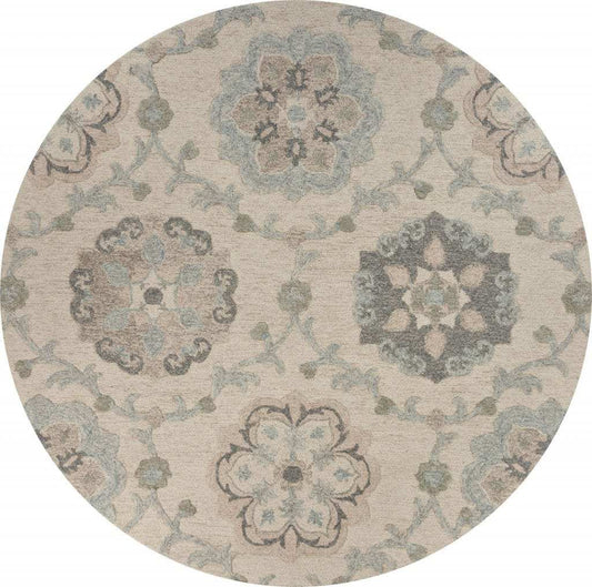 5' Blue And Ivory Round Wool Hand Tufted Area Rug - Homeroots - Flyclothing LLC