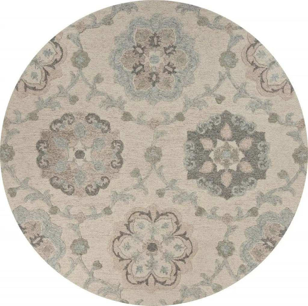 7' Blue And Ivory Round Wool Hand Tufted Area Rug - Homeroots - Flyclothing LLC