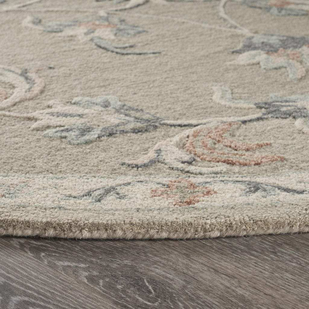 5' Gray Round Wool Hand Tufted Area Rug - Homeroots - Flyclothing LLC