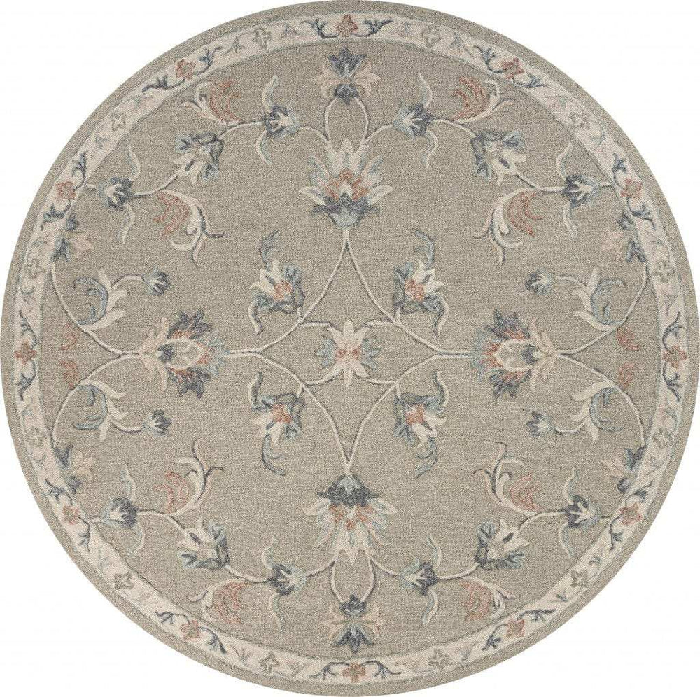 7' Gray Round Wool Hand Tufted Area Rug - Homeroots - Flyclothing LLC