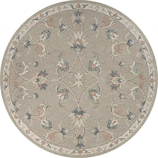 7' Gray Round Wool Hand Tufted Area Rug - Homeroots - Flyclothing LLC