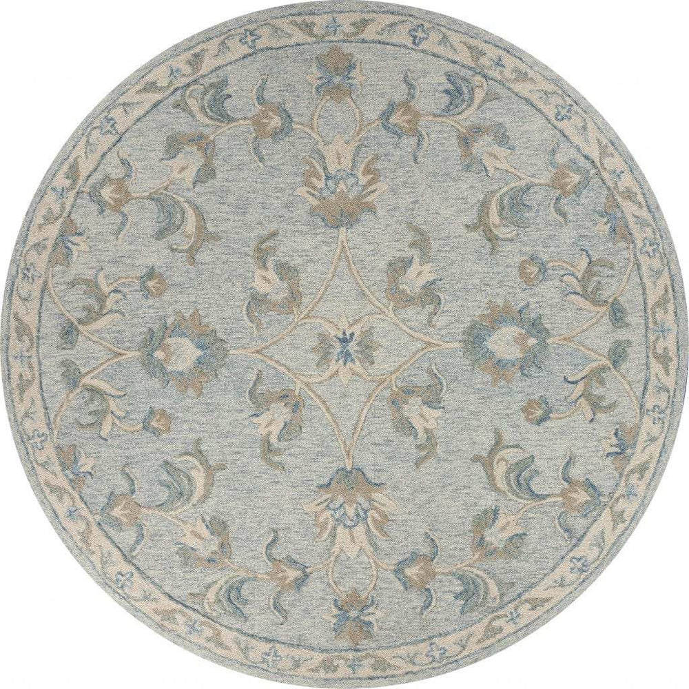 5' Blue And Ivory Round Wool Hand Tufted Area Rug - Homeroots - Flyclothing LLC