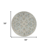 5' Blue And Ivory Round Wool Hand Tufted Area Rug - Homeroots - Flyclothing LLC