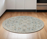 5' Blue And Ivory Round Wool Hand Tufted Area Rug - Homeroots - Flyclothing LLC