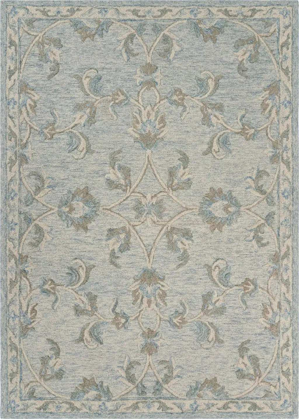 5' X 7' Blue And Ivory Wool Hand Tufted Area Rug - Homeroots - Flyclothing LLC