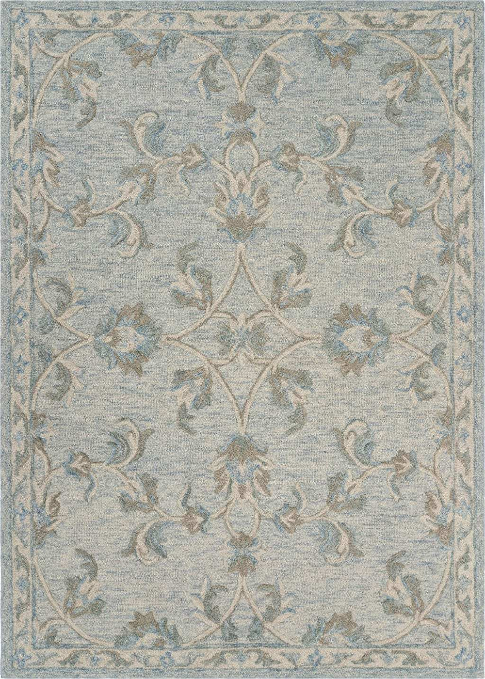 7' X 9' Blue And Ivory Wool Hand Tufted Area Rug - Homeroots - Flyclothing LLC