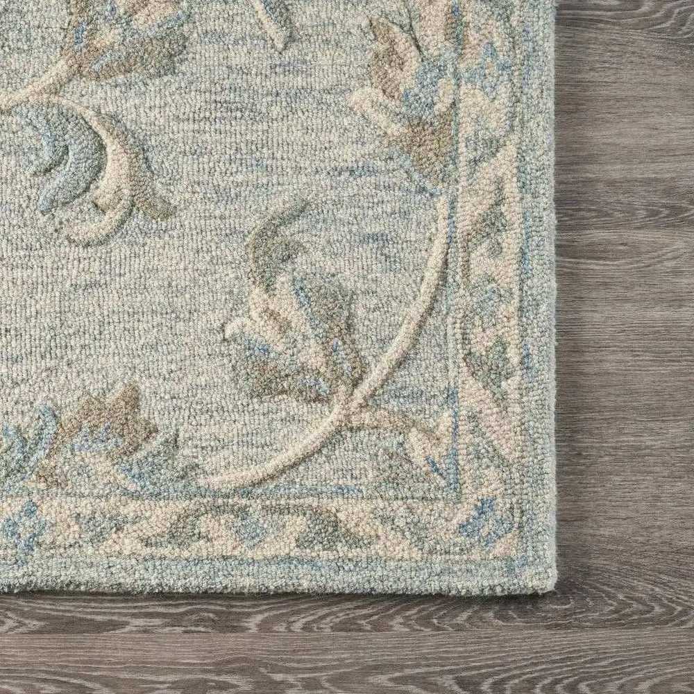 7' X 9' Blue And Ivory Wool Hand Tufted Area Rug - Homeroots - Flyclothing LLC
