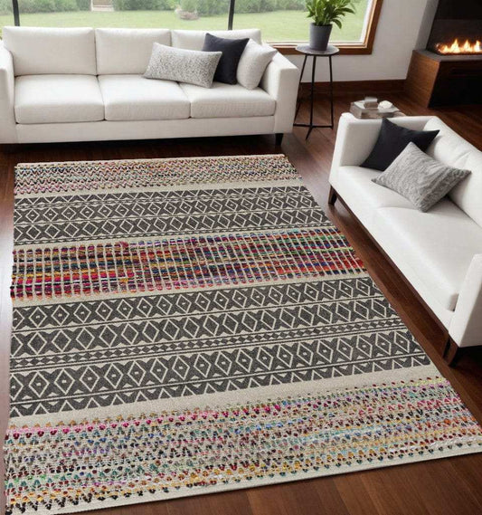 5' X 7' Colorful Traditional Chindi Area Rug - Homeroots - Flyclothing LLC