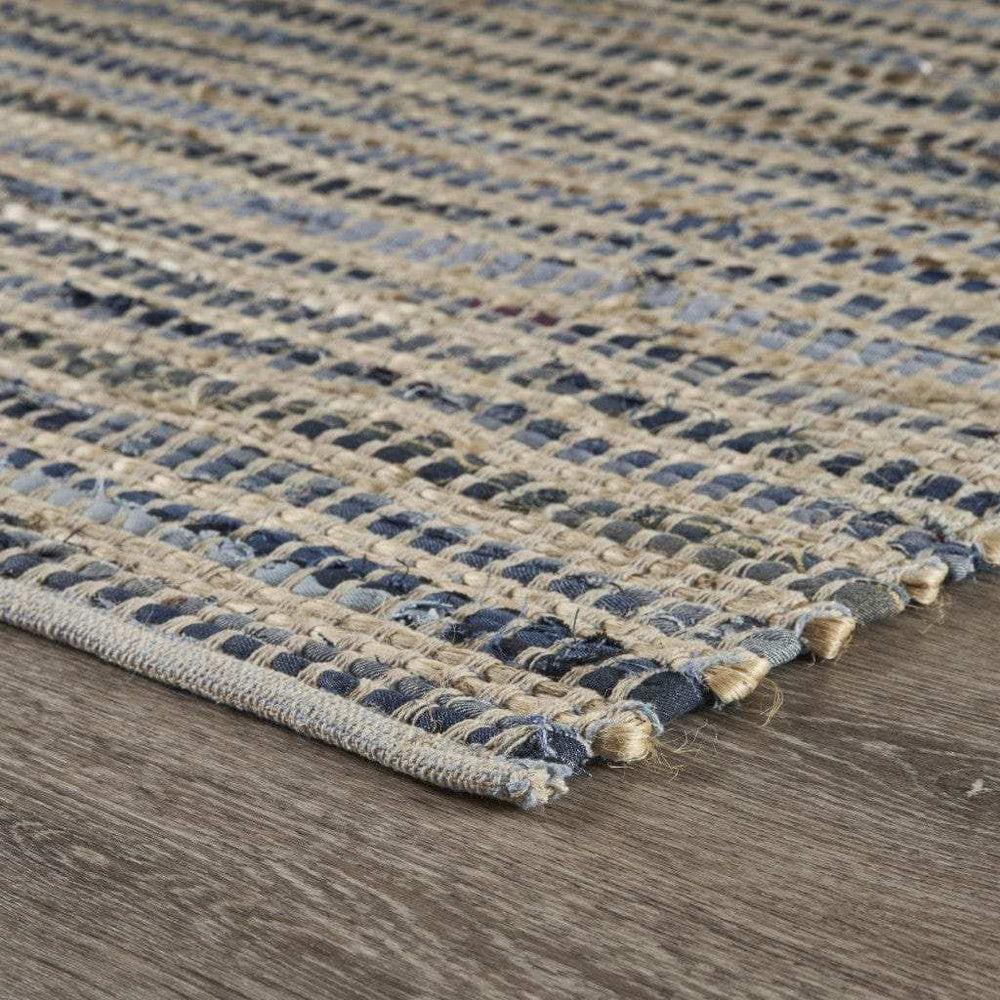 5' X 7' Blue and Beige Striped Area Rug - Homeroots - Flyclothing LLC