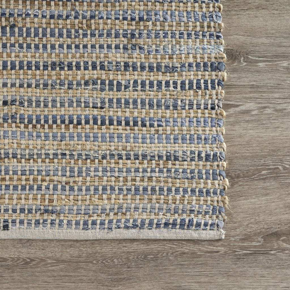 5' X 7' Blue and Beige Striped Area Rug - Homeroots - Flyclothing LLC