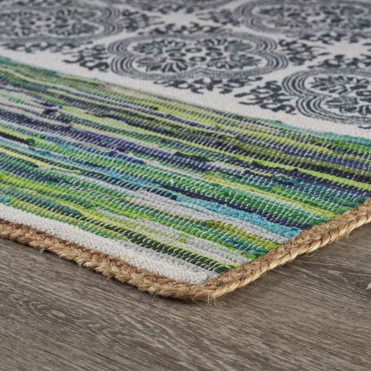5' X 7' Blue and Green Chindi Area Rug - Homeroots - Flyclothing LLC