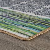 5' X 7' Blue and Green Chindi Area Rug - Homeroots - Flyclothing LLC