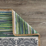 5' X 7' Blue and Green Chindi Area Rug - Homeroots - Flyclothing LLC
