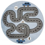 5' Round Blue Imaginative Racetrack Area Rug - Homeroots - Flyclothing LLC