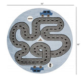 5' Round Blue Imaginative Racetrack Area Rug - Homeroots - Flyclothing LLC