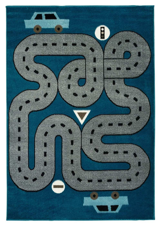 4' X 6' Navy Imaginative Racetrack Area Rug - Homeroots - Flyclothing LLC