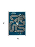 5' X 7' Navy Imaginative Racetrack Area Rug - Homeroots - Flyclothing LLC