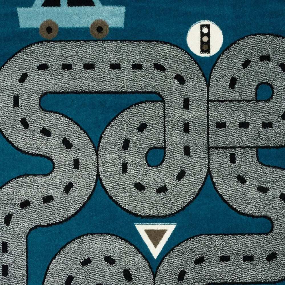 5' X 7' Navy Imaginative Racetrack Area Rug - Homeroots - Flyclothing LLC