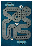 5' X 7' Navy Imaginative Racetrack Area Rug - Homeroots - Flyclothing LLC