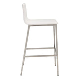 Set of Two 30" White And Silver Steel Low Back Bar Height Bar Chairs - Homeroots - Flyclothing LLC